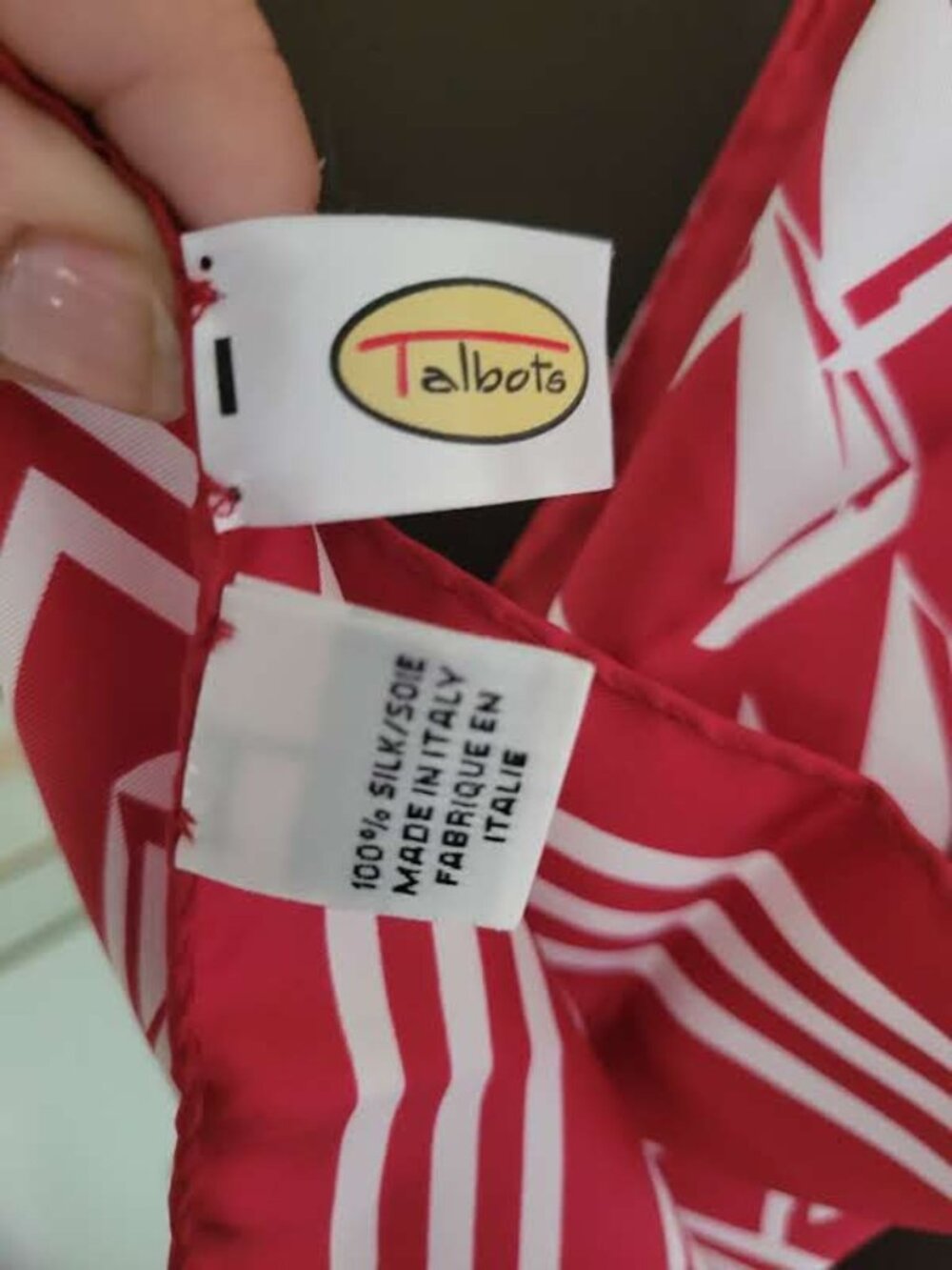 Talbots 100% Silk Red and White Sailboat Scarf/Bandana - Picture 2 of 2